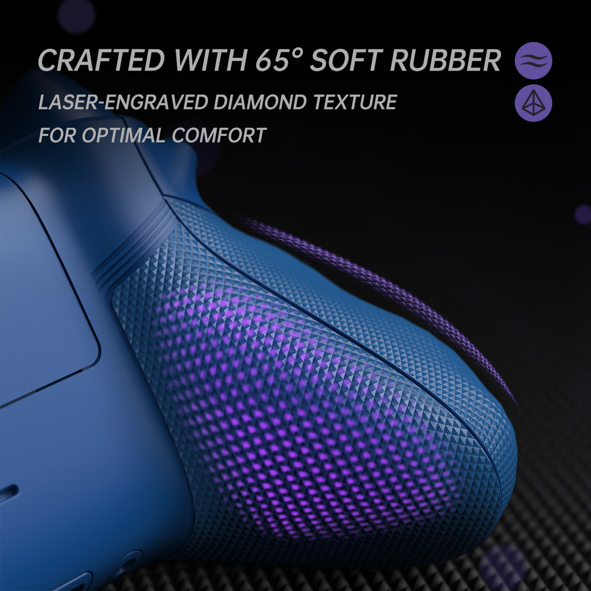 eXtremeRate ASR Version Performance Redesigned Full Set Shell Buttons with Ergonomic Trigger Stop Rubberized Grip for Xbox Series X/S Controller & Xbox Core Controller - Diamond Textured Yale Blue