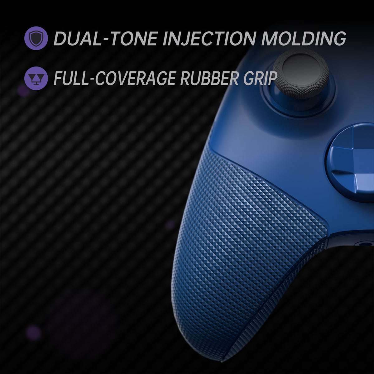 eXtremeRate ASR Version Performance Redesigned Full Set Shell Buttons with Ergonomic Trigger Stop Rubberized Grip for Xbox Series X/S Controller & Xbox Core Controller - Diamond Textured Yale Blue