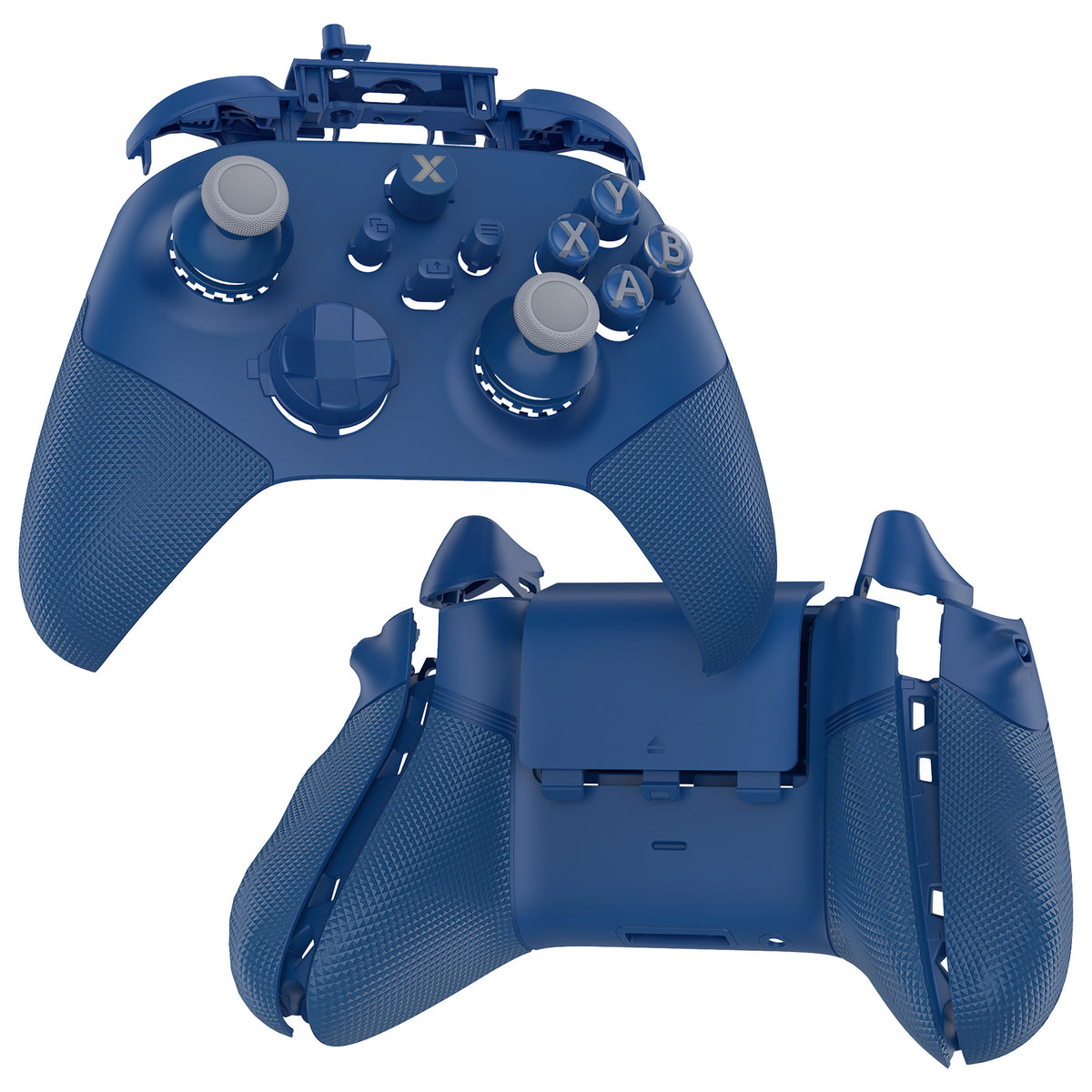 eXtremeRate ASR Version Performance Redesigned Full Set Shell Buttons with Ergonomic Trigger Stop Rubberized Grip for Xbox Series X/S Controller & Xbox Core Controller - Diamond Textured Yale Blue