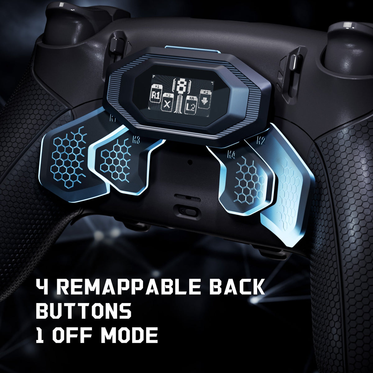 eXtremeRate BEYOND Back Paddles Kit with OLED Display & Redesigned Ergonomic Grips for PS5 Edge Controller - Rubberized Black eXtremeRate