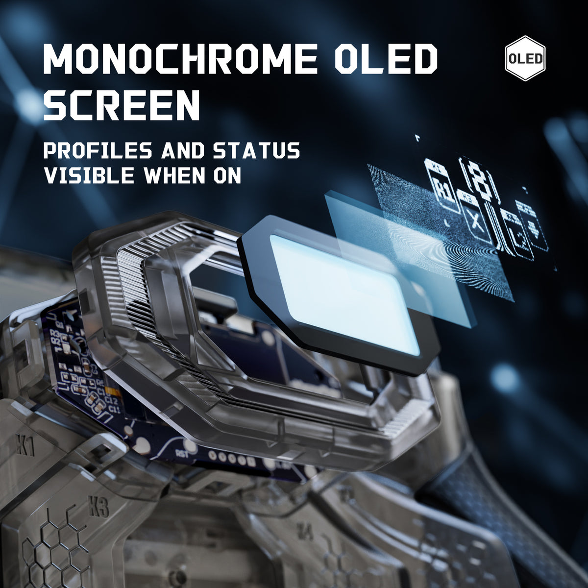 eXtremeRate BEYOND Back Paddles Kit with OLED Display & Redesigned Ergonomic Grips for PS5 Edge Controller - Rubberized Clear & Black