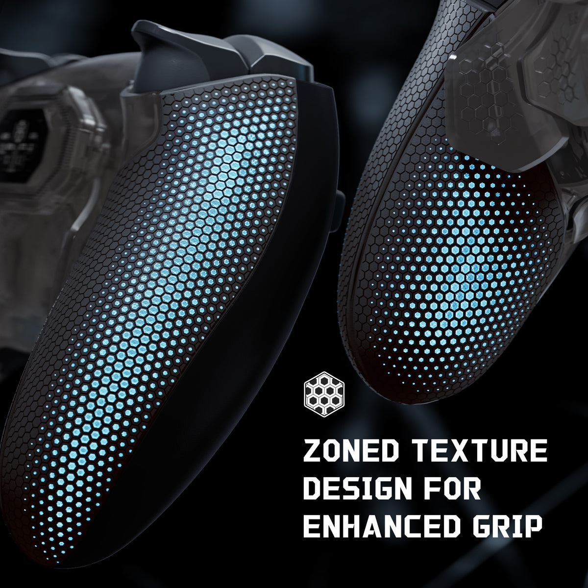 eXtremeRate BEYOND Back Paddles Kit with OLED Display & Redesigned Ergonomic Grips for PS5 Edge Controller - Rubberized Clear & Black