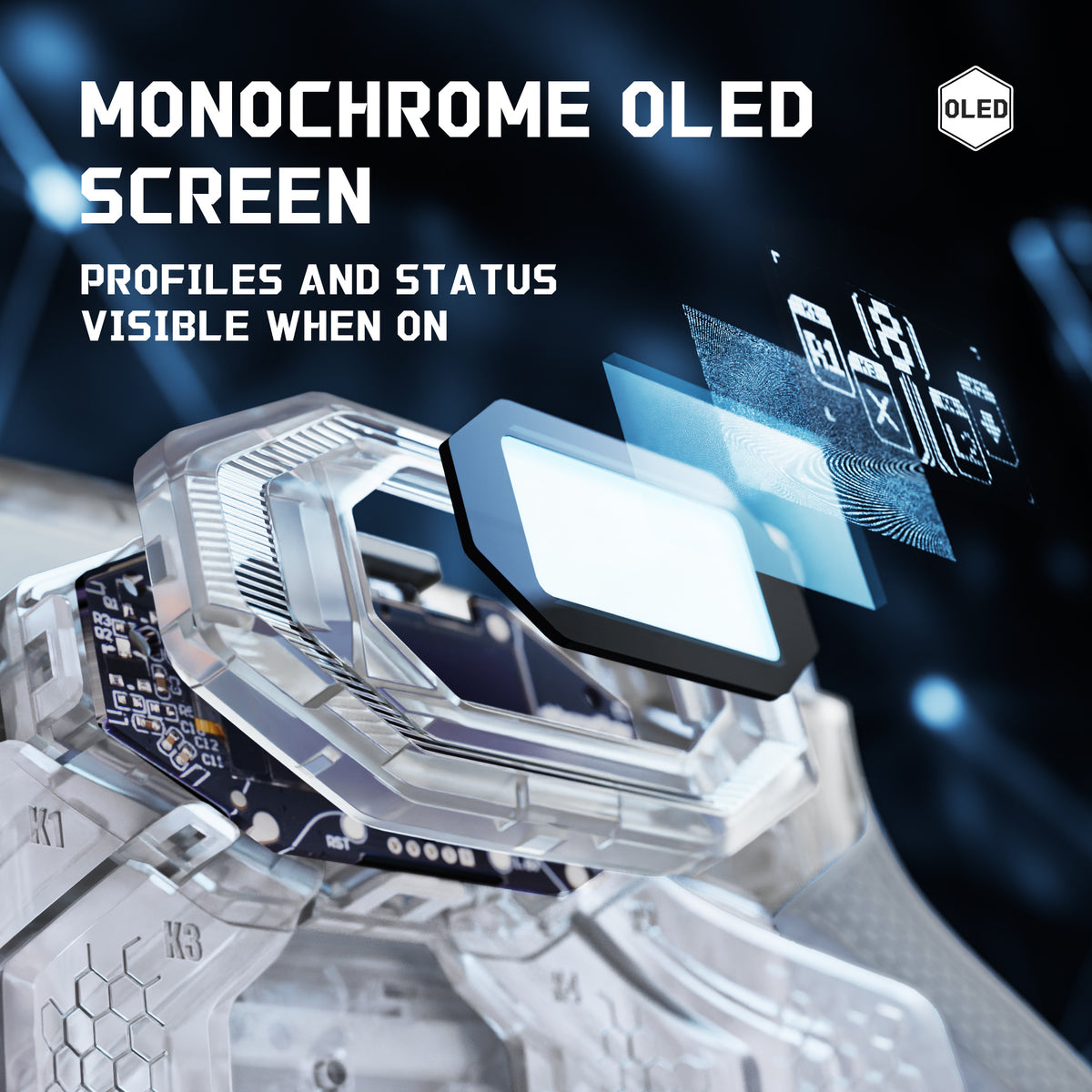 eXtremeRate BEYOND Back Paddles Kit with OLED Display & Redesigned Ergonomic Grips for PS5 Edge Controller - Rubberized Clear & Gray