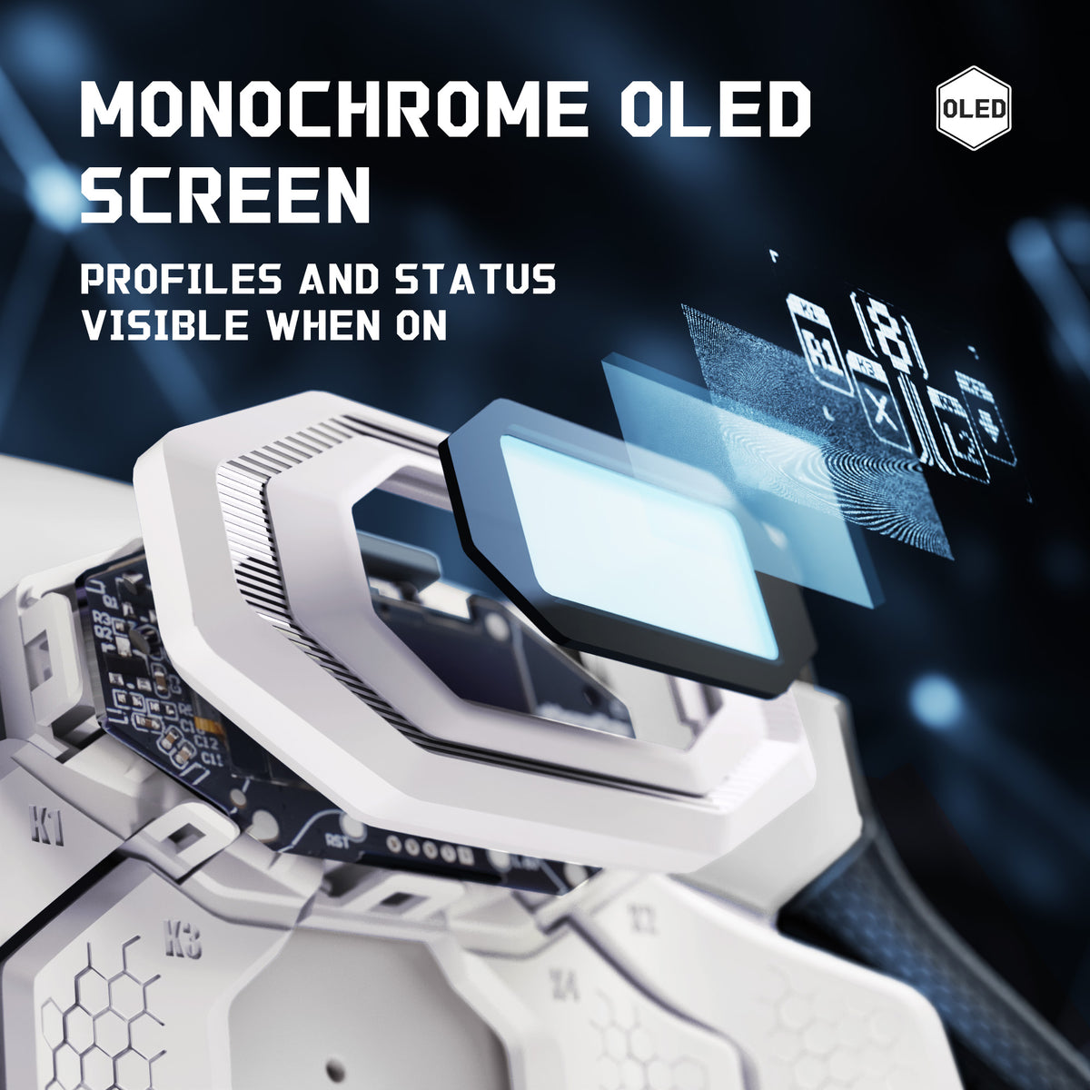 eXtremeRate BEYOND Back Paddles Kit with OLED Display & Redesigned Ergonomic Grips for PS5 Edge Controller - Rubberized White & Black
