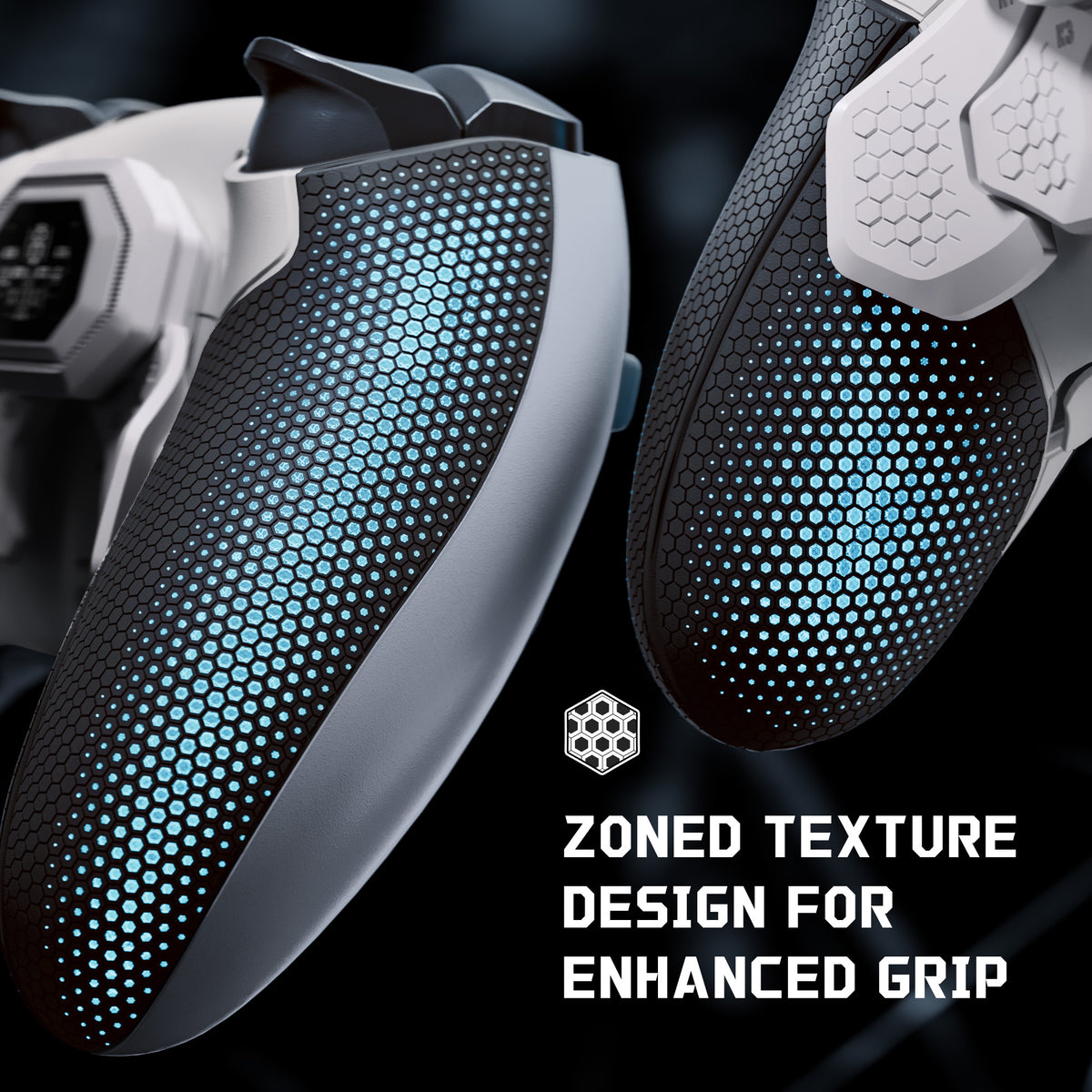 eXtremeRate BEYOND Back Paddles Kit with OLED Display & Redesigned Ergonomic Grips for PS5 Edge Controller - Rubberized White & Black