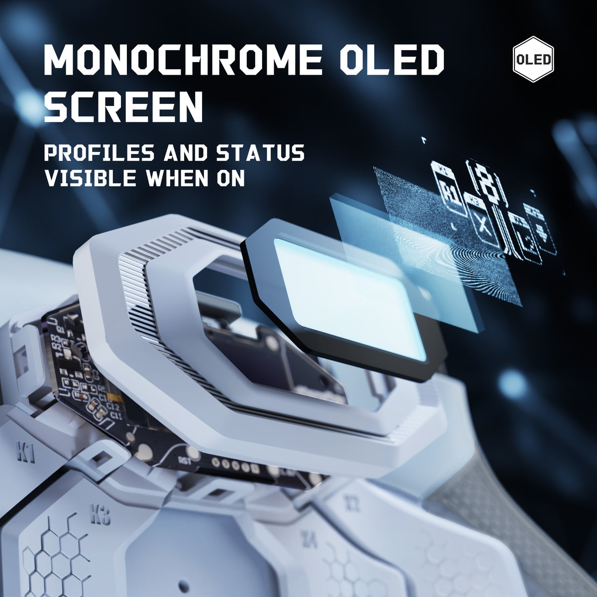 eXtremeRate BEYOND Back Paddles Kit with OLED Display & Redesigned Ergonomic Grips for PS5 Edge Controller - Rubberized White & Gray