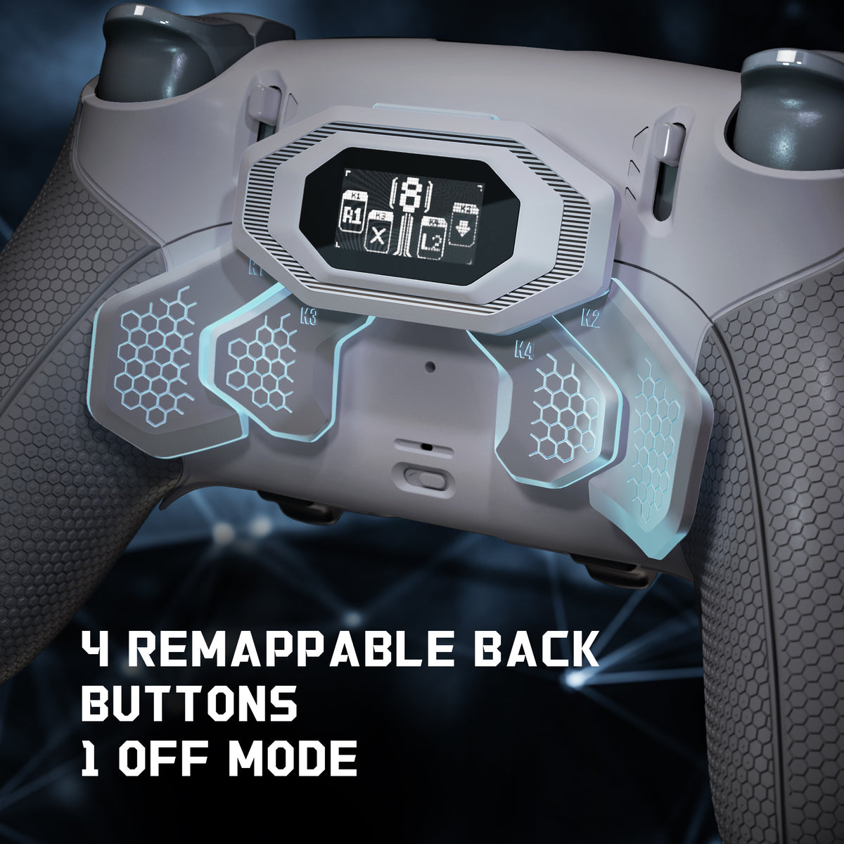 eXtremeRate BEYOND Back Paddles Kit with OLED Display & Redesigned Ergonomic Grips for PS5 Edge Controller - Rubberized New Hope Gray & Classic Gray