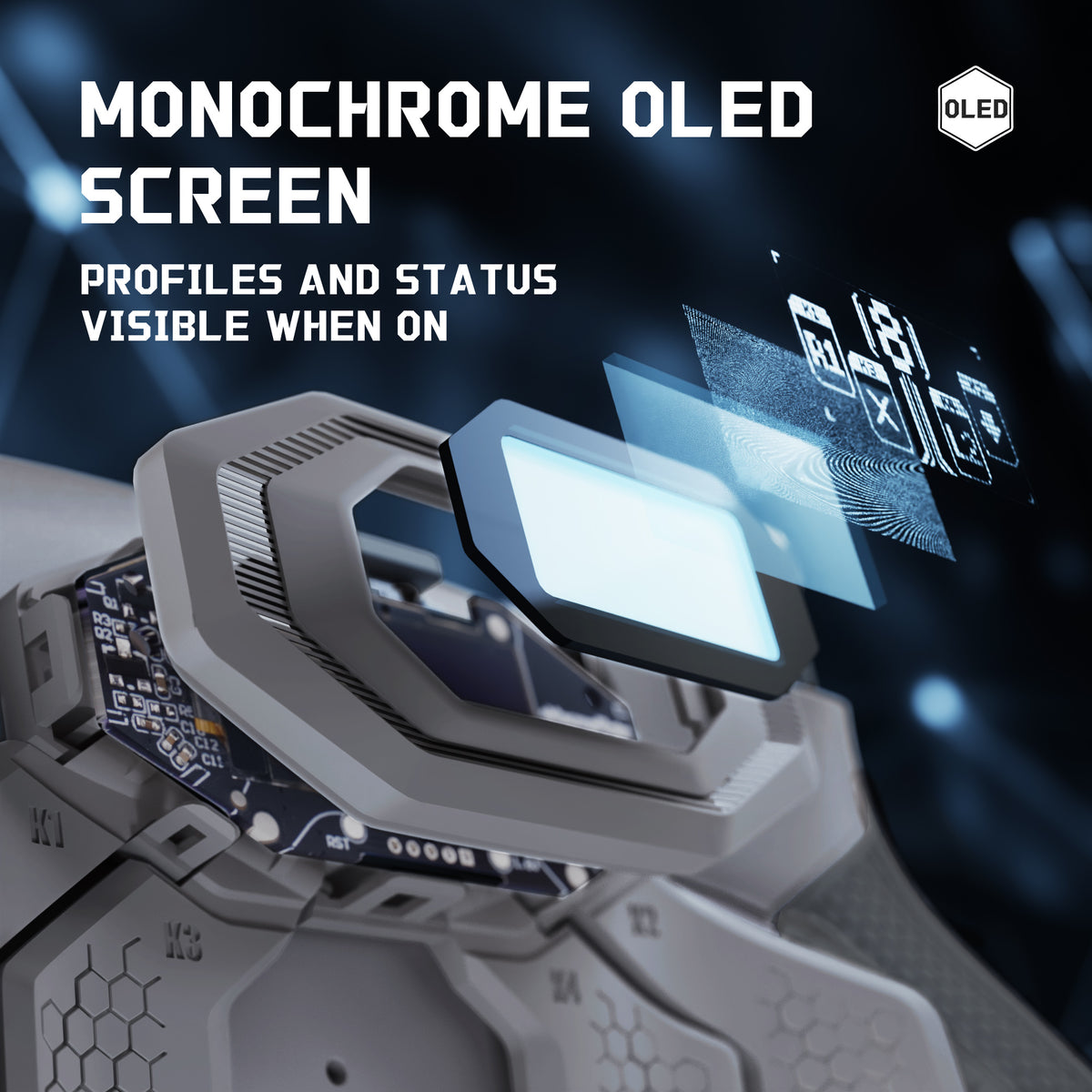 eXtremeRate BEYOND Back Paddles Kit with OLED Display & Redesigned Ergonomic Grips for PS5 Edge Controller - Rubberized New Hope Gray & Classic Gray
