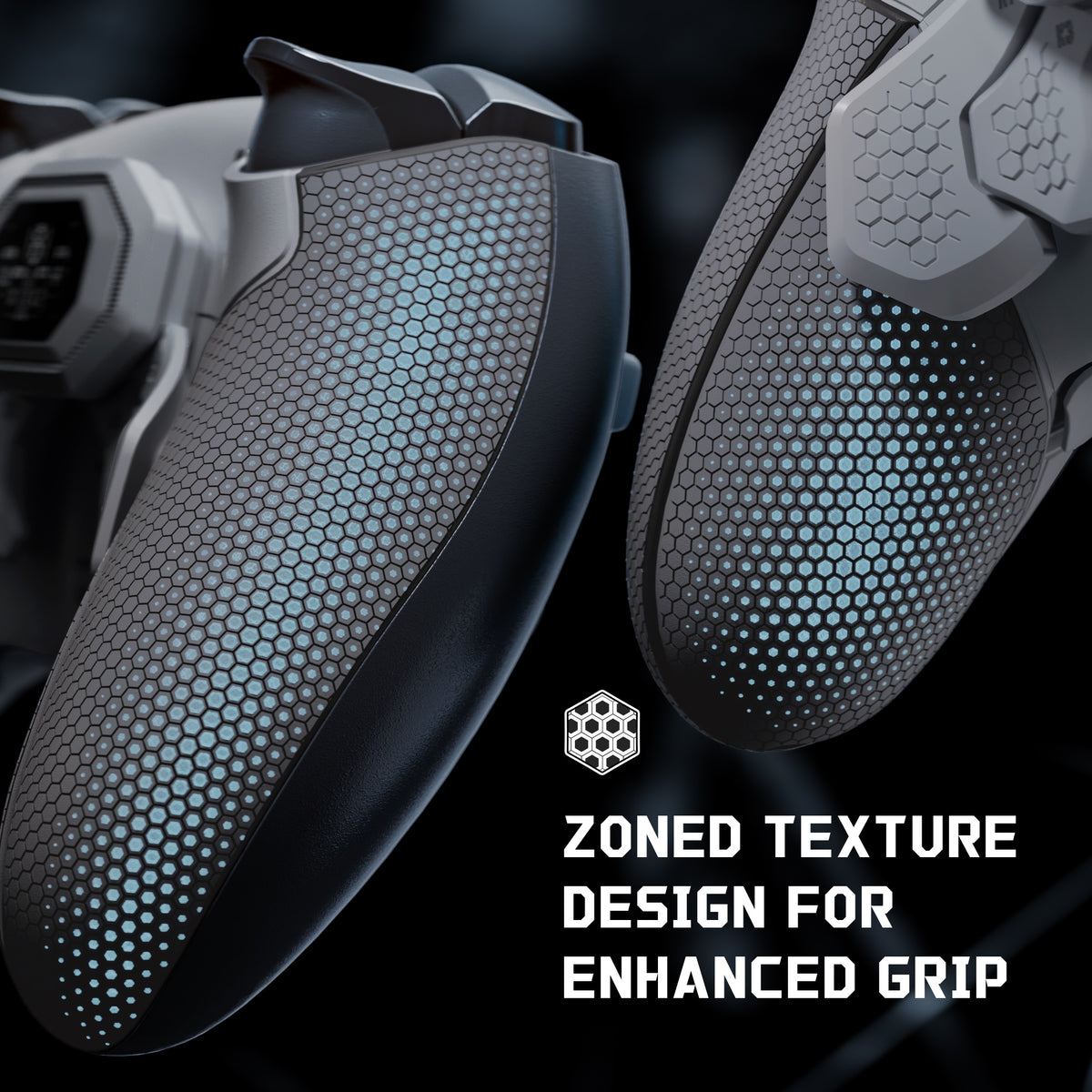 eXtremeRate BEYOND Back Paddles Kit with OLED Display & Redesigned Ergonomic Grips for PS5 Edge Controller - Rubberized New Hope Gray & Classic Gray