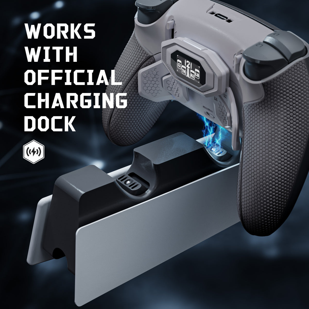 eXtremeRate BEYOND Back Paddles Kit with OLED Display & Redesigned Ergonomic Grips for PS5 Edge Controller - Rubberized New Hope Gray & Classic Gray
