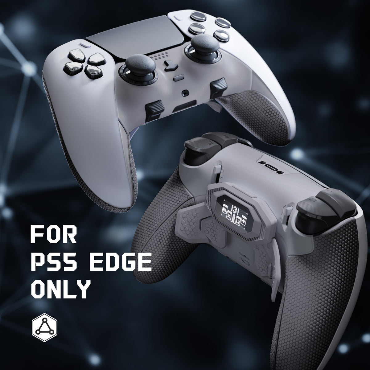 eXtremeRate BEYOND Back Paddles Kit with OLED Display & Redesigned Ergonomic Grips for PS5 Edge Controller - Rubberized New Hope Gray & Classic Gray