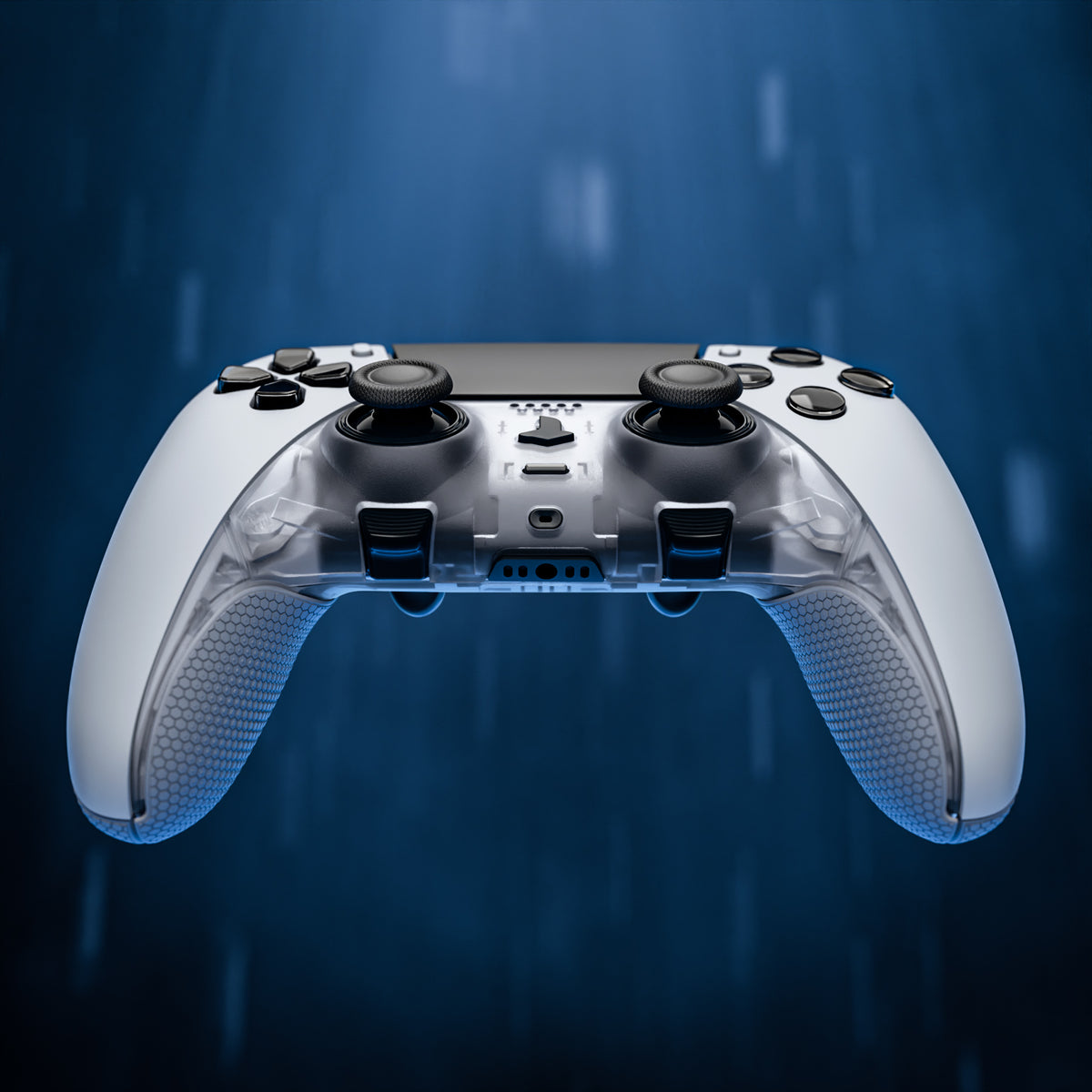 eXtremeRate Beyond-ARC Bottom Shell Kit with Rubberised Grip for PS5 Edge Controller - Clear & Gray