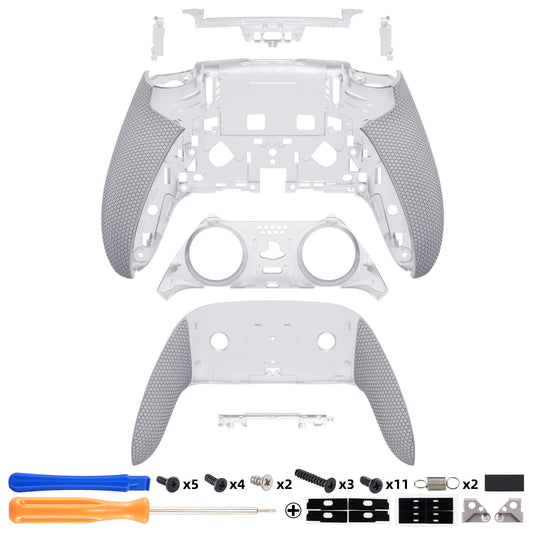 eXtremeRate Beyond-ARC Bottom Shell Kit with Rubberised Grip for PS5 Edge Controller - Clear & Gray