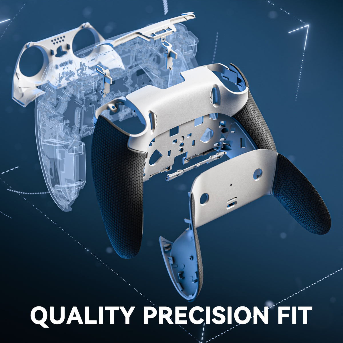eXtremeRate Beyond-ARC Bottom Shell Kit with Rubberised Grip for PS5 Edge Controller - White Black