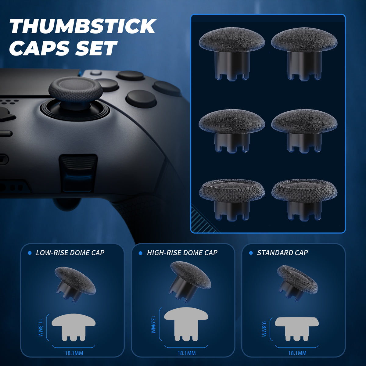 eXtremeRate Beyond-ARC Full Set Shell Buttons with 6-in-1 Swappable Thumbsticks for PS5 Edge Controller - Dark Gray & New Hope Gray