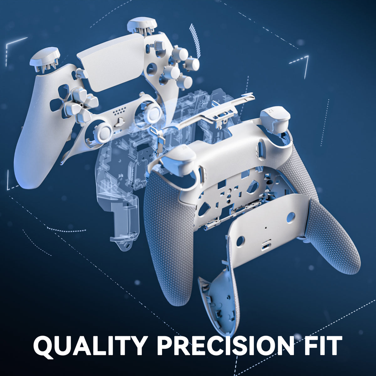 eXtremeRate Beyond-ARC Full Set Shell Buttons with 6-in-1 Swappable Thumbsticks for PS5 Edge Controller - White