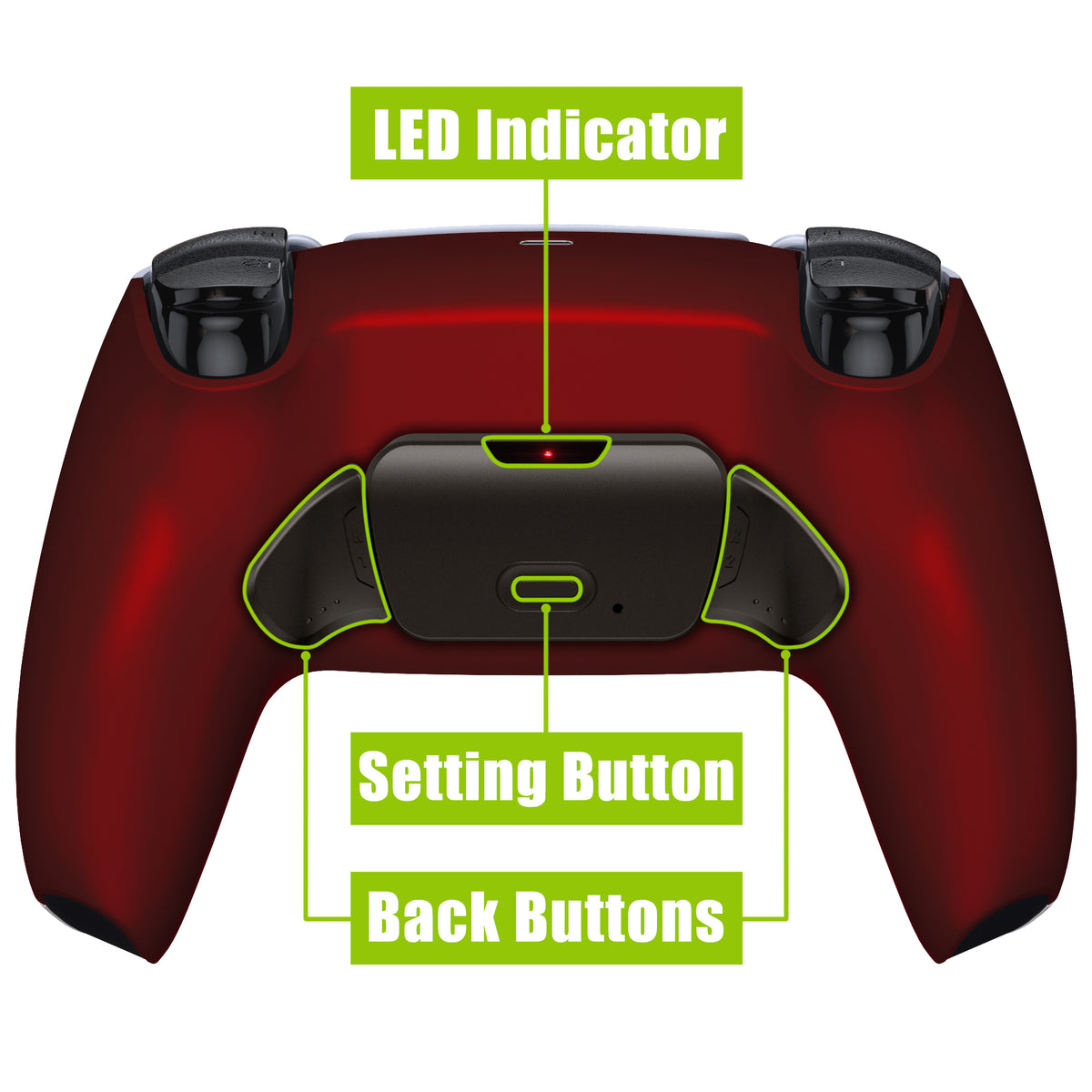 eXtremeRate Black Real Metal Buttons (RMB) Version RISE V3 Remap Kit for PS5 Controller BDM-030/040/050 - Scarlet Red