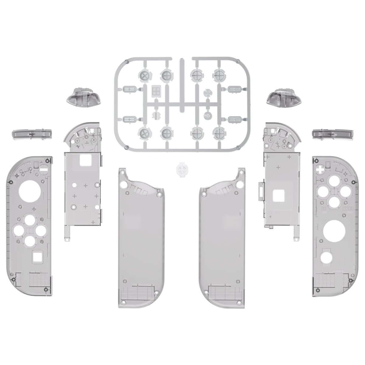 eXtremeRate Replacement Full Set Shell Case with Buttons for Joycon of NS Switch - Clear Black