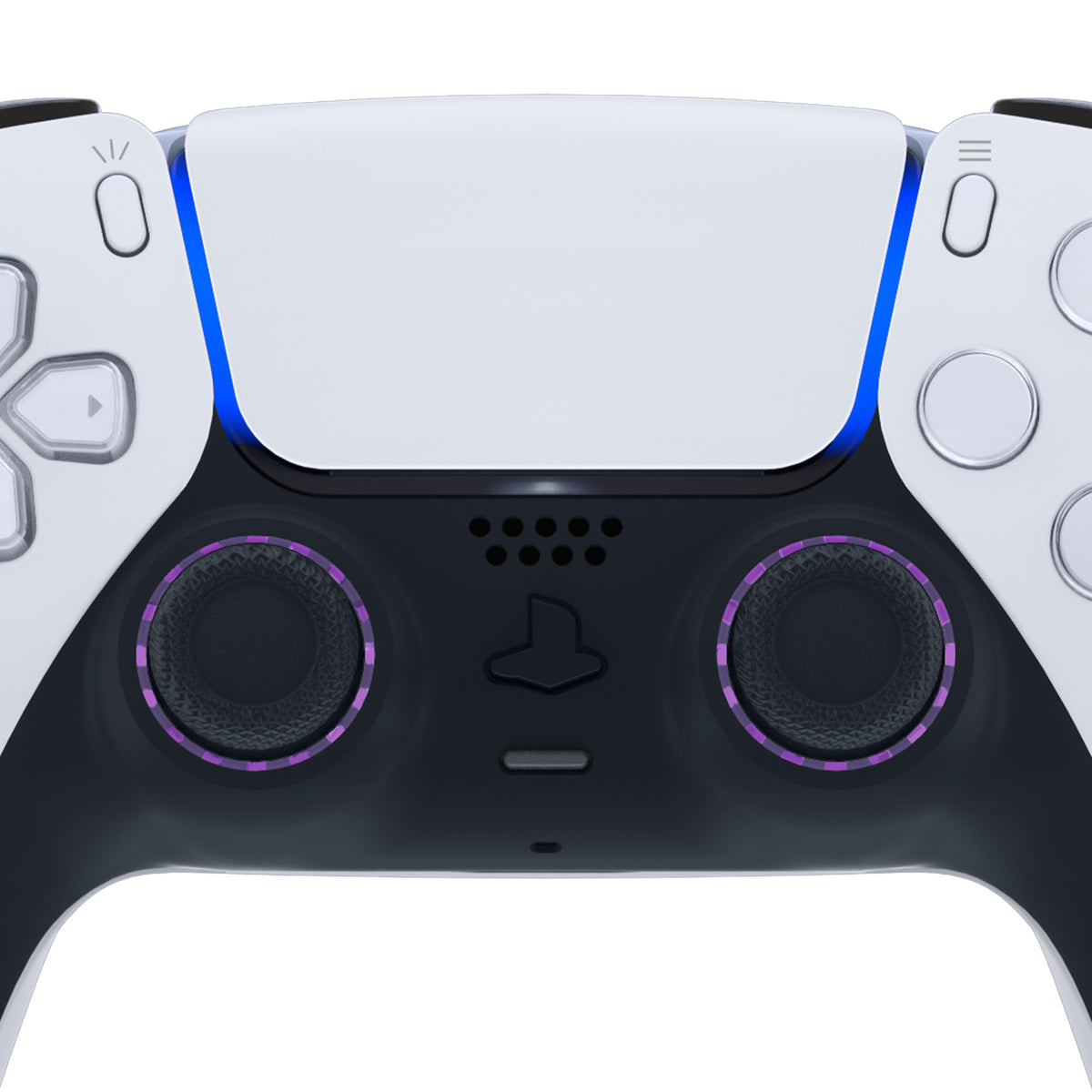 eXtremeRate Custom Replacement Accent Rings for PS5 Controller - Clear Atomic Purple