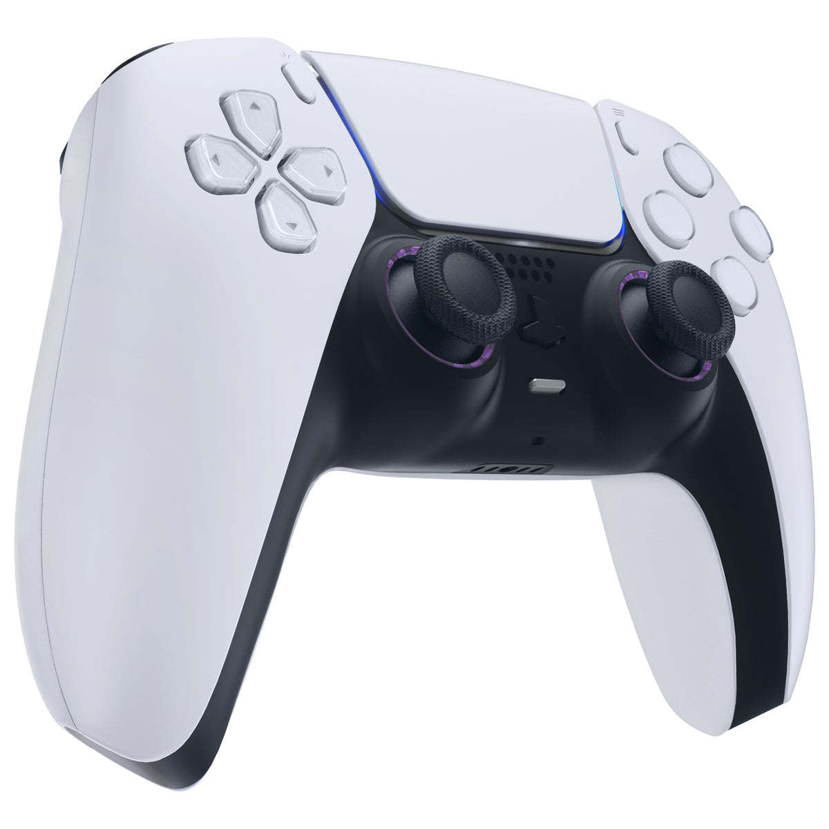 eXtremeRate Custom Replacement Accent Rings for PS5 Controller - Clear Atomic Purple
