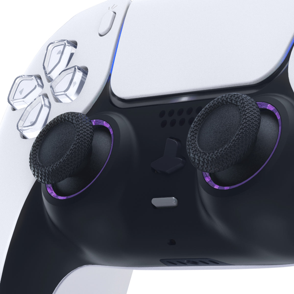 eXtremeRate Custom Replacement Accent Rings for PS5 Controller - Clear Atomic Purple