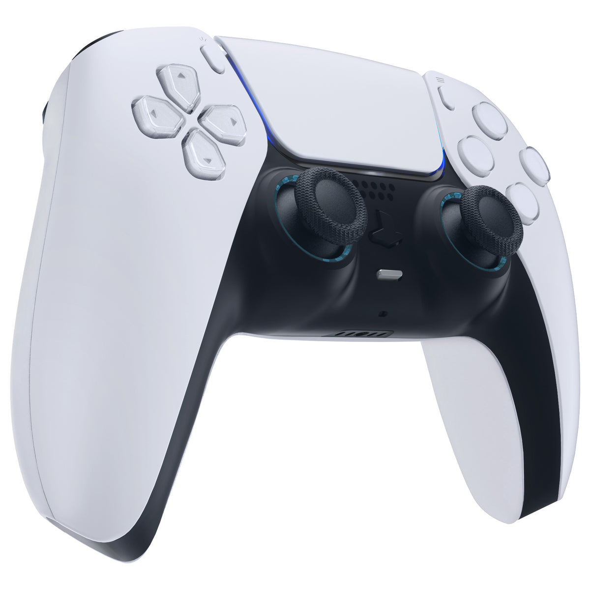 eXtremeRate Custom Replacement Accent Rings for PS5 Controller - Clear Cyan Blue