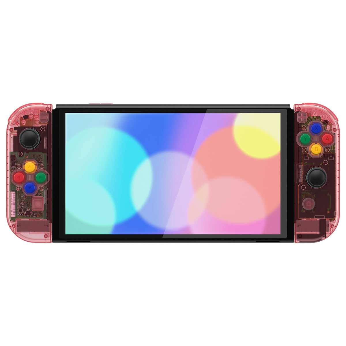 eXtremeRate Custom Replacement Full Set Shell with Buttons for Nintendo Switch OLED - Crystal Cherry Pink