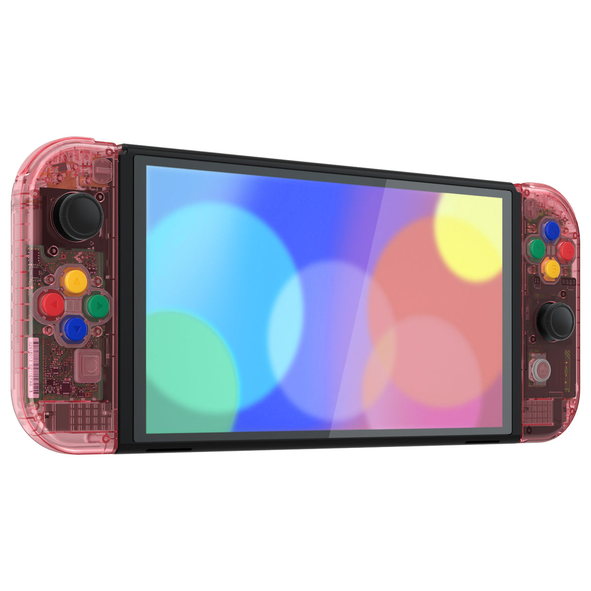 eXtremeRate Custom Replacement Full Set Shell with Buttons for Nintendo Switch OLED - Crystal Cherry Pink