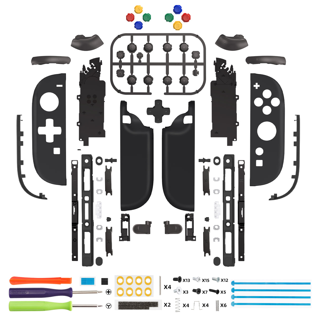 eXtremeRate D-Pad Version Replacement Full Set Shell Case with Buttons for Joycon 2 of Nintendo Switch 2 - Deluxe Version - Black