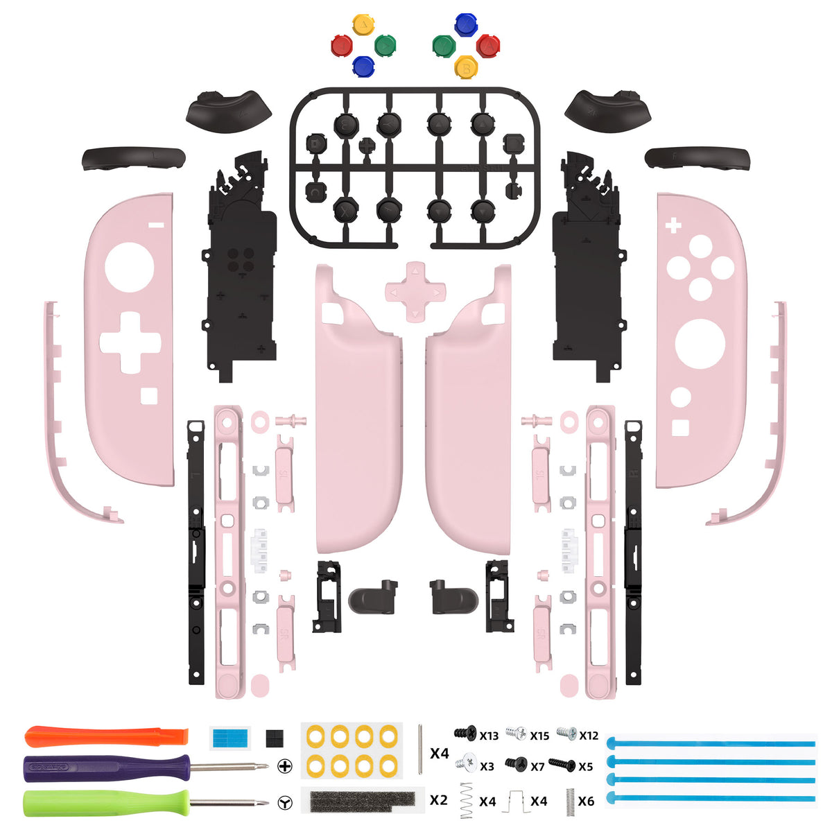 eXtremeRate D-Pad Version Replacement Full Set Shell Case with Buttons for Joycon 2 of Nintendo Switch 2 - Deluxe Version - Cherry Blossoms Pink
