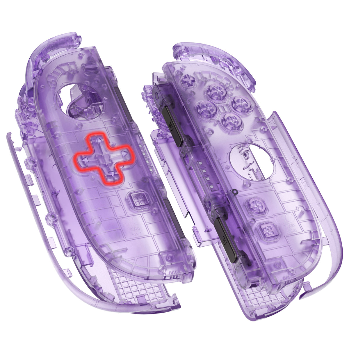 eXtremeRate D-Pad Version Replacement Full Set Shell Case with Buttons for Joycon 2 of Nintendo Switch 2 - Deluxe Version - Clear Atomic Purple