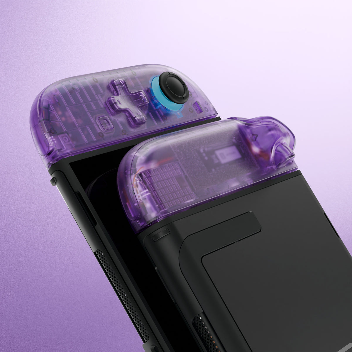 eXtremeRate D-Pad Version Replacement Full Set Shell Case with Buttons for Joycon 2 of Nintendo Switch 2 - Deluxe Version - Clear Atomic Purple