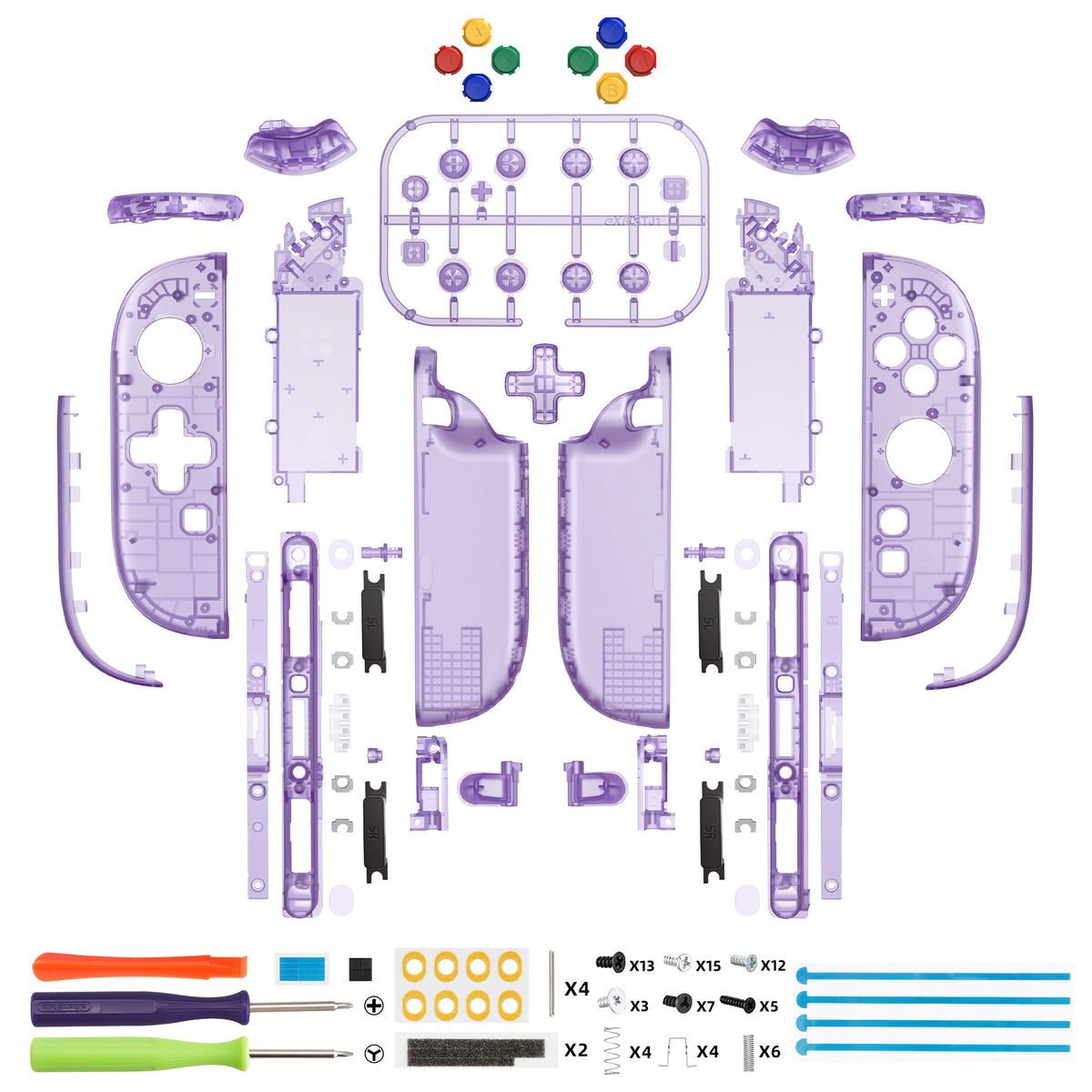 eXtremeRate D-Pad Version Replacement Full Set Shell Case with Buttons for Joycon 2 of Nintendo Switch 2 - Deluxe Version - Clear Atomic Purple