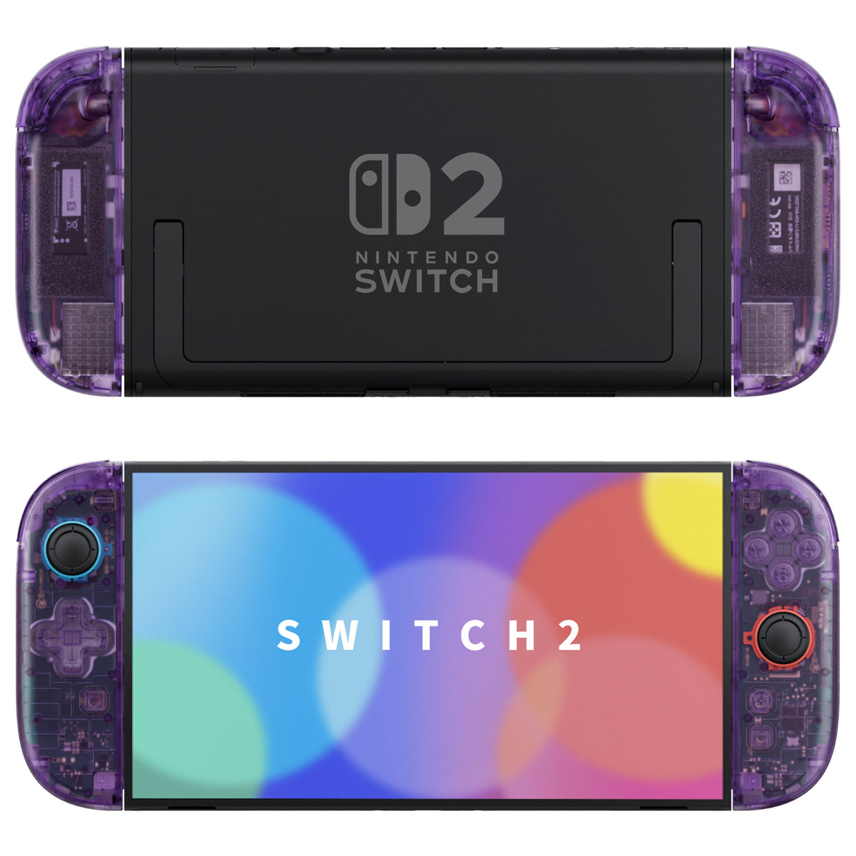 eXtremeRate D-Pad Version Replacement Full Set Shell Case with Buttons for Joycon 2 of Nintendo Switch 2 - Deluxe Version - Clear Atomic Purple
