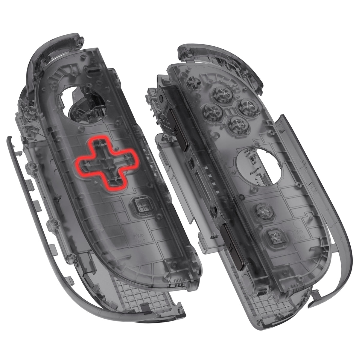 eXtremeRate D-Pad Version Replacement Full Set Shell Case with Buttons for Joycon 2 of Nintendo Switch 2 - Deluxe Version - Clear Slate Black