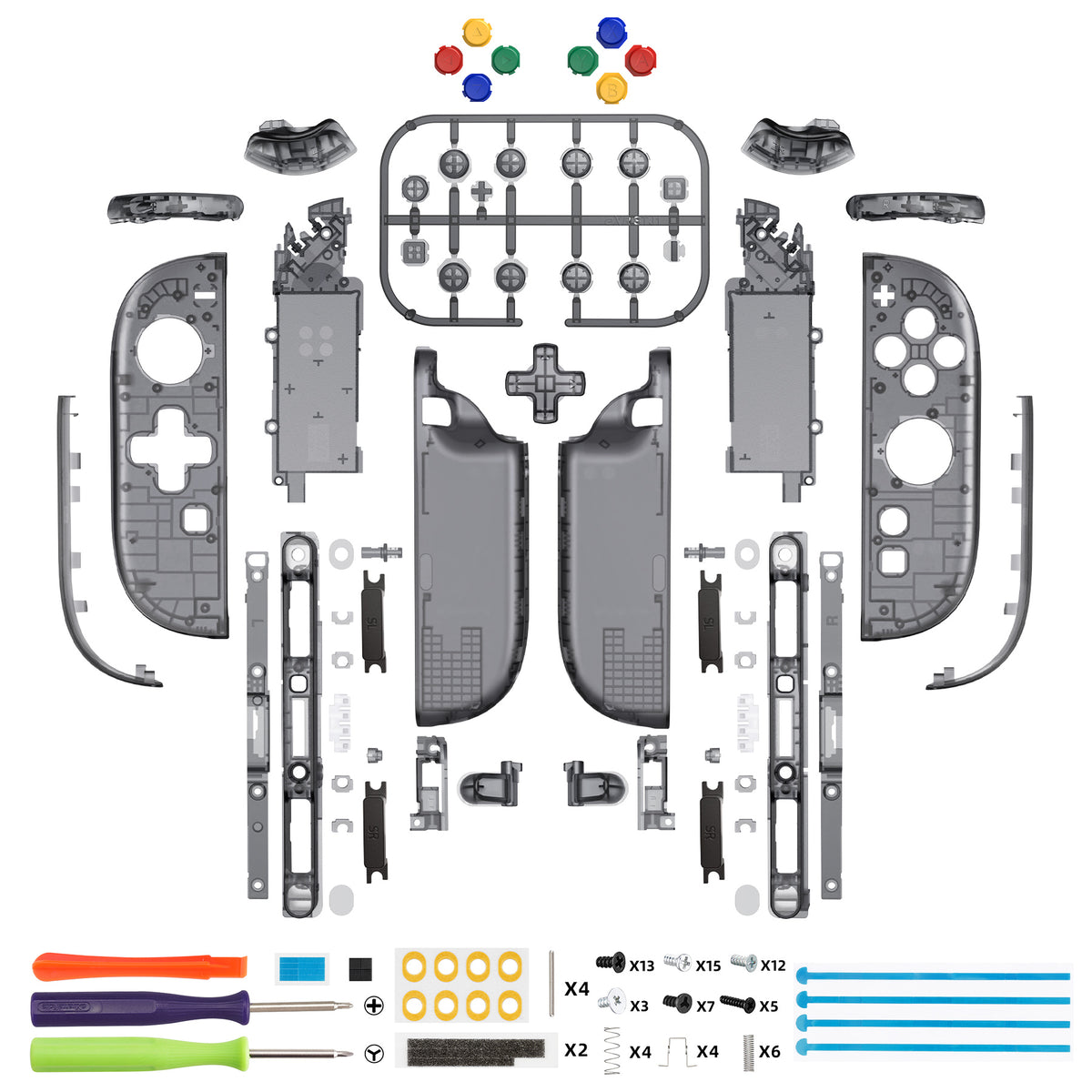 eXtremeRate D-Pad Version Replacement Full Set Shell Case with Buttons for Joycon 2 of Nintendo Switch 2 - Deluxe Version - Clear Slate Black
