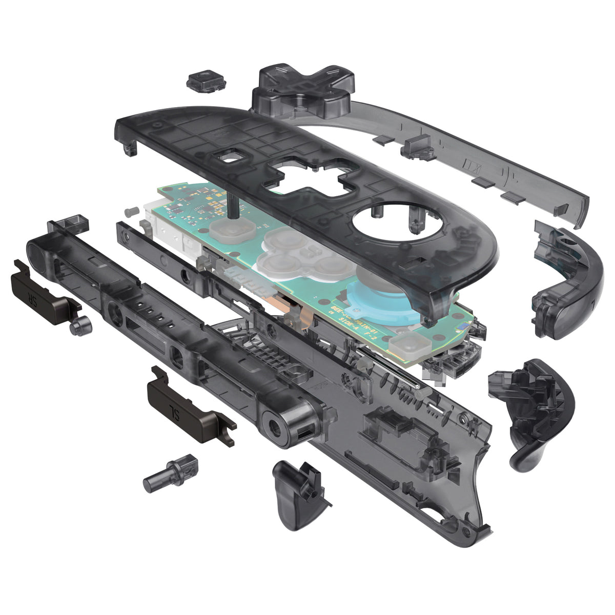eXtremeRate D-Pad Version Replacement Full Set Shell Case with Buttons for Joycon 2 of Nintendo Switch 2 - Deluxe Version - Clear Slate Black