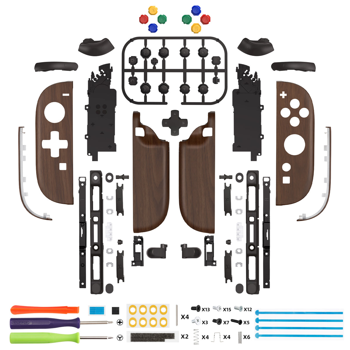 eXtremeRate D-Pad Version Replacement Full Set Shell Case with Buttons for Joycon 2 of Nintendo Switch 2 - Deluxe Version - Wood Grain