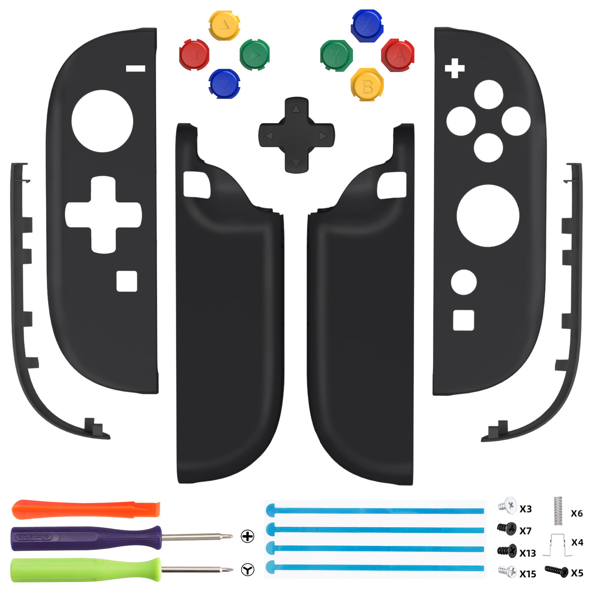 eXtremeRate D-Pad Version Replacement Full Set Shell Case with Buttons for Joycon 2 of Nintendo Switch 2 - Essence Version - Black