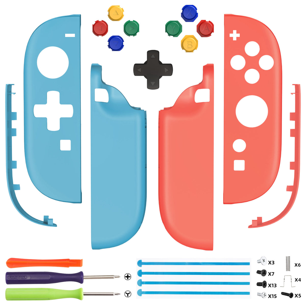 eXtremeRate D-Pad Version Replacement Full Set Shell Case with Buttons for Joycon 2 of Nintendo Switch 2 - Essence Version - Blue & Orange