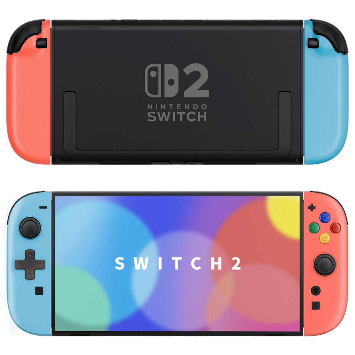 eXtremeRate D-Pad Version Replacement Full Set Shell Case with Buttons for Joycon 2 of Nintendo Switch 2 - Essence Version - Blue & Orange