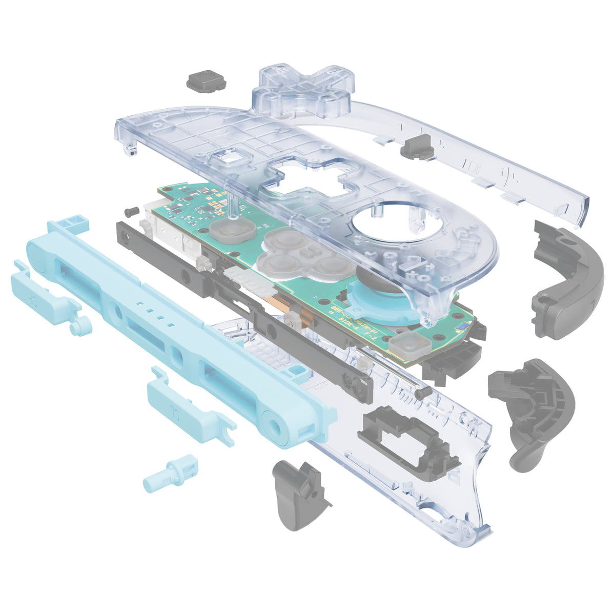 eXtremeRate D-Pad Version Replacement Full Set Shell Case with Buttons for Joycon 2 of Nintendo Switch 2 - Essence Version - Clear Glacier Blue