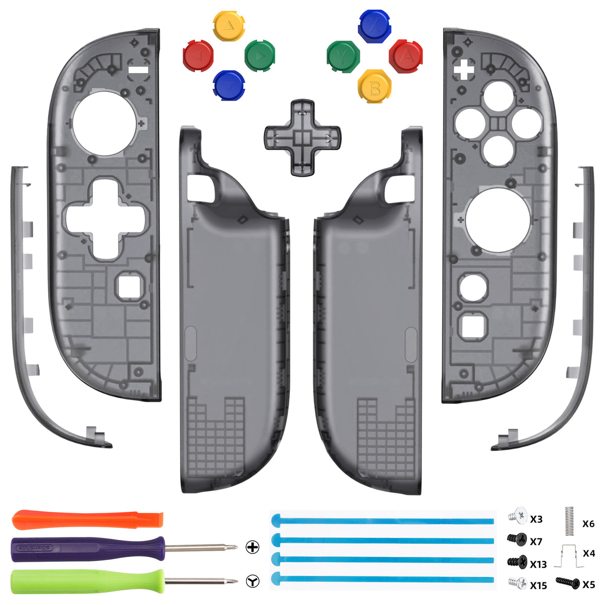 eXtremeRate D-Pad Version Replacement Full Set Shell Case with Buttons for Joycon 2 of Nintendo Switch 2 - Essence Version - Clear Slate Black