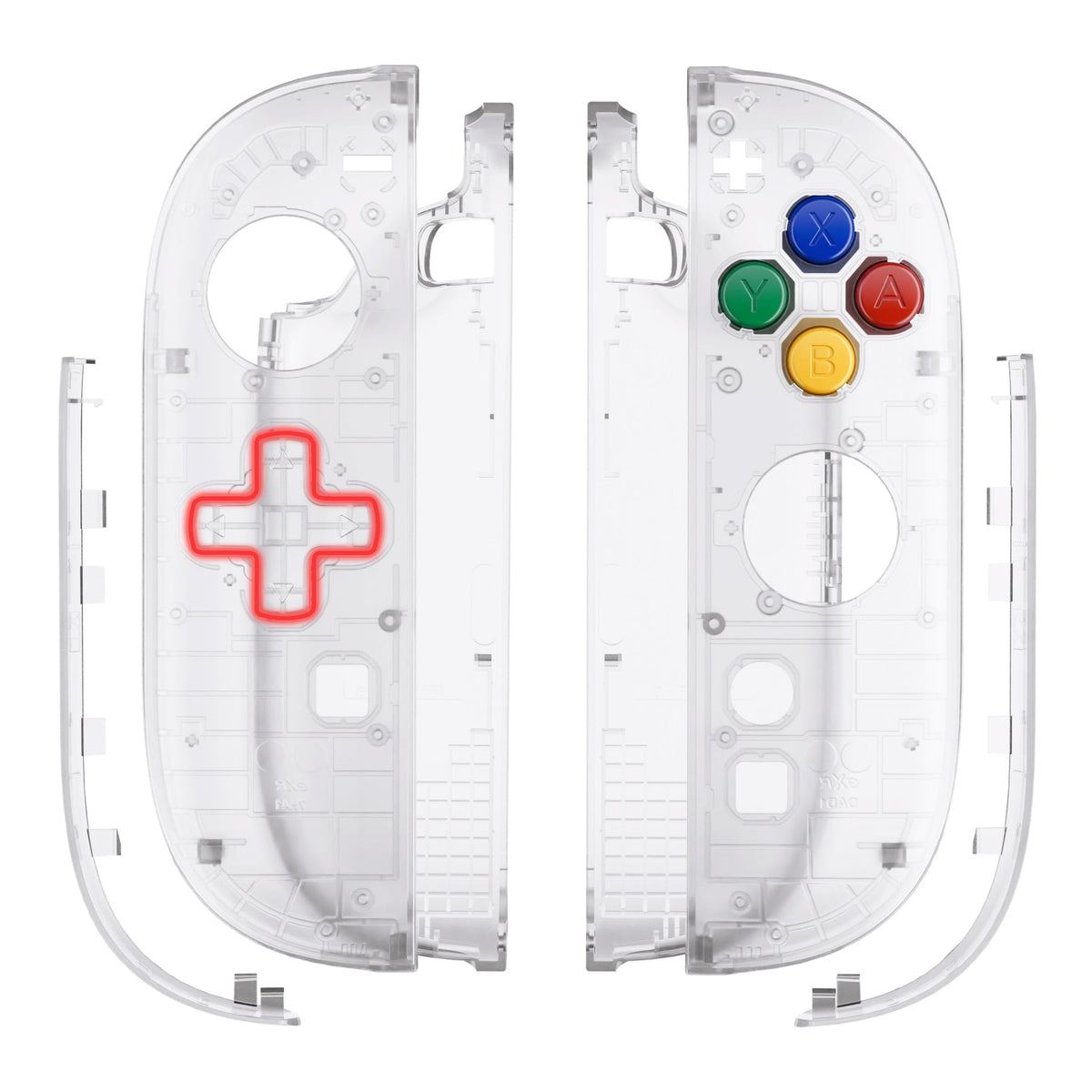 eXtremeRate D-Pad Version Replacement Full Set Shell Case with Buttons for Joycon 2 of Nintendo Switch 2 - Essence Version - Clear eXtremeRate