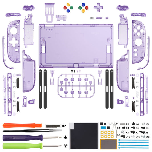 eXtremeRate D-Pad Version Replacement Full Set Shells with Buttons for Nintendo Switch 2 - Deluxe Version - Clear Atomic Purple eXtremeRate