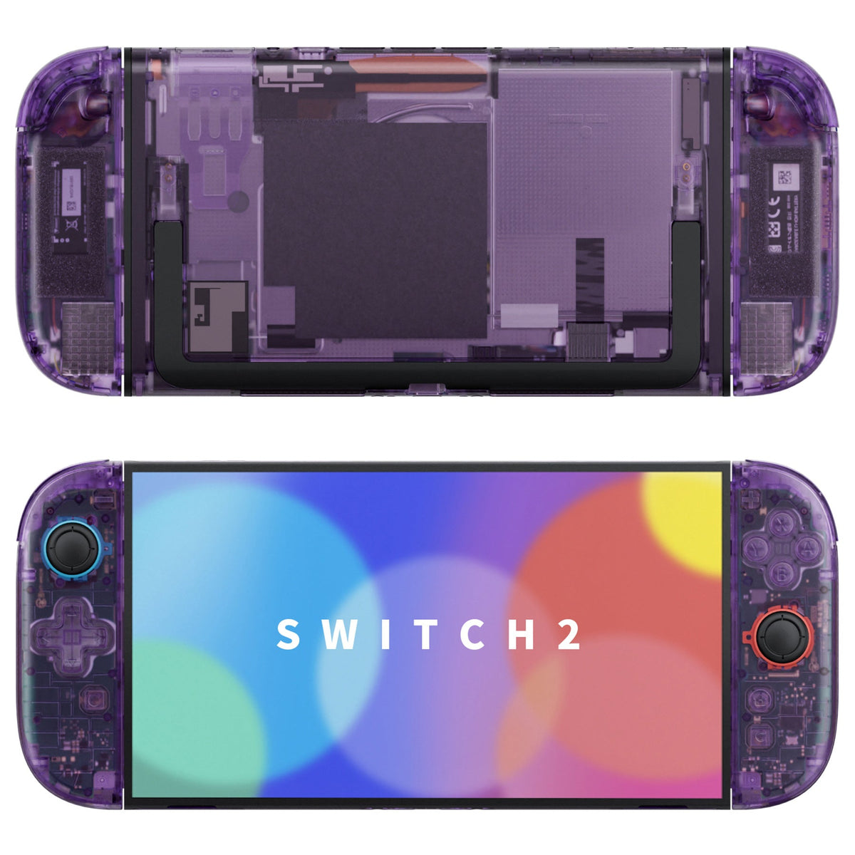eXtremeRate D-Pad Version Replacement Full Set Shells with Buttons for Nintendo Switch 2 - Deluxe Version - Clear Atomic Purple eXtremeRate