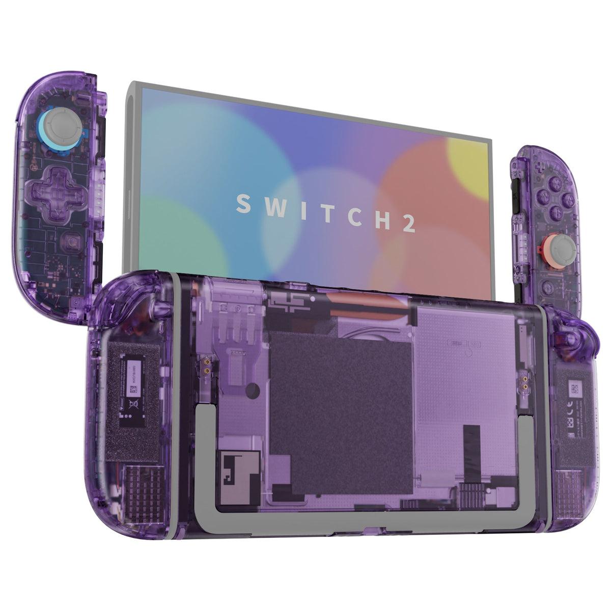 eXtremeRate D-Pad Version Replacement Full Set Shells with Buttons for Nintendo Switch 2 - Deluxe Version - Clear Atomic Purple eXtremeRate