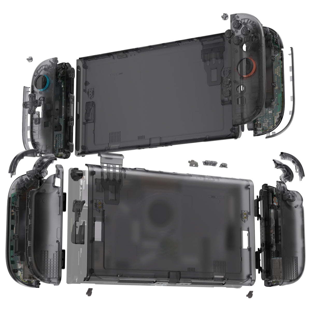 eXtremeRate D-Pad Version Replacement Full Set Shells with Buttons for Nintendo Switch 2 - Deluxe Version - Clear Slate Black