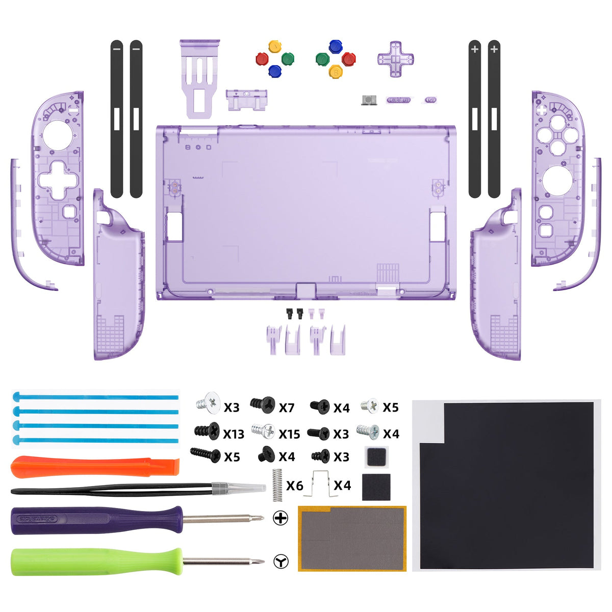 eXtremeRate D-Pad Version Replacement Full Set Shells with Buttons for Nintendo Switch 2 - Essence Version - Clear Atomic Purple eXtremeRate