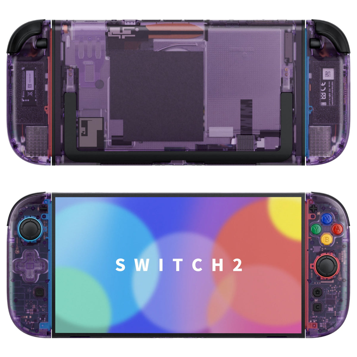 eXtremeRate D-Pad Version Replacement Full Set Shells with Buttons for Nintendo Switch 2 - Essence Version - Clear Atomic Purple eXtremeRate